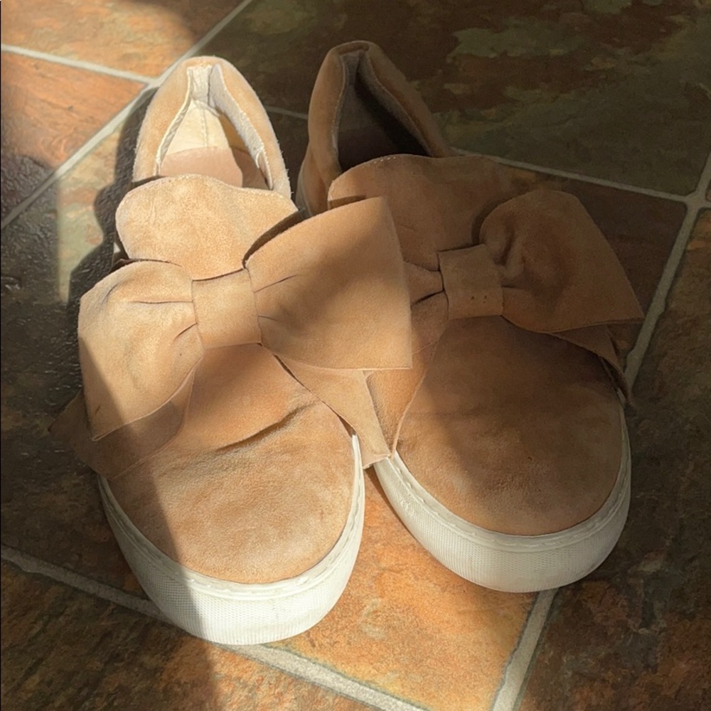 J/Slide Suede Leather Slip-On Sneakers with Bow